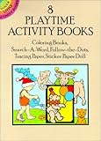 8 Playtime Activity Books: Coloring Books, Search-A-Word, Follow-The-Dots, Tracing Paper, Sticker Paper Doll