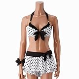 （アールユー（水着））ru 水着（エンブロイダリードットビキ二スカート風パンツ付3点セット） レディス