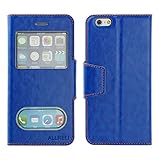 iPhone 6 ケース 革ケース手帳型カバー View Case ブルー