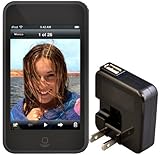 Rix iPod touch用シリコンケース ブラック 液晶保護シート+ACアダプタ(ブラック)付き RX-IPSTOB-AC