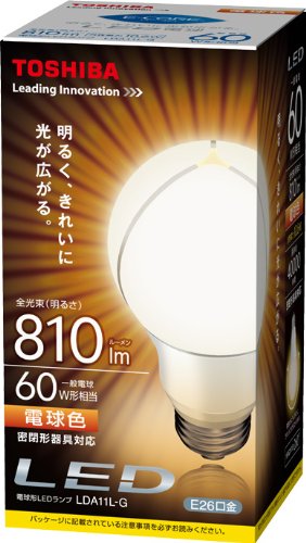 .東芝 E-CORE(イー・コア) LED電球 一般電球形 10.6W(光が広がるタイプ・白熱電球60W相当・810ルーメン・電球色) LDA11L-G.