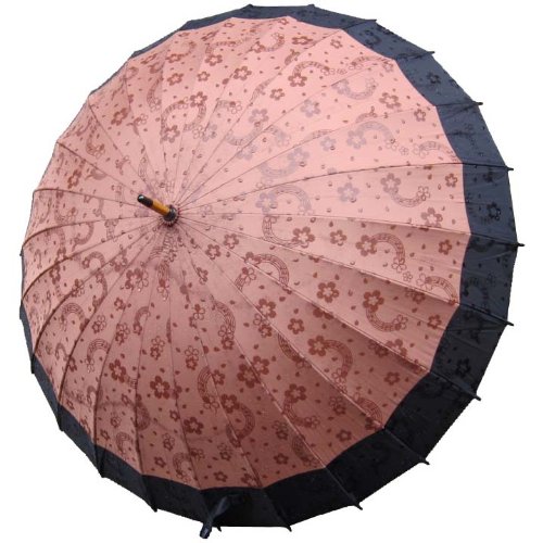 絵が浮き出る 不思議傘 桜音符 24本傘  栗色に黒 YS-011-6