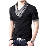 (メイク トゥ ビー) Make 2 Be スリム Vネック 半袖 Tシャツ スカーフ風 カジュアル シャツ MF02