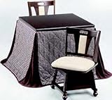 80ダイニングこたつ4点セット（こたつ+布団+チェア2脚）H-101+H-104+H-103