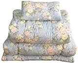 国産 ふかふか・洗える布団 3点セット ブルー系