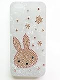 iPhone5/5S シンプルスマホ ケース クリア キラキラ デコ スワロフスキー　かわいい　うさぎ ウサギ 和柄 ハードケース カバー スマートフォン スマホケース　softbank au docomo(ピンク)