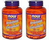 [海外直送品] 2本セット NOW FoodsLアルギニン 500mg ＆ Lシトルリン 250mg 120粒入