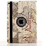 【Hi-Hi-World】 iPad Air 2 アイパッド エアー 地図柄 旅気分 ブック手帳式 360度 回っちゃう ケース (6.グレー)