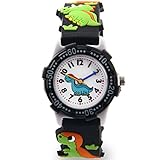 カラー　恐竜　 キッズ腕時計 子供用腕時計　ボーイズ 　男の子用 3D効果  クオーツ時計　子供入園 入学 卒園 卒業 子供の日 (ブラック) [並行輸入品]