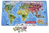 JANOD 木製大型パズルワールドマップ92P Magnetic World Map Wooden Puzzle