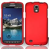 SAMSUNG GALAXY S4 S IV ACTIVE i9295ラバー加工ケースとアンチグレア液晶保護フィルム 新品未使用 送料無料 メタリックレッド