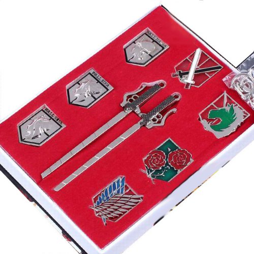 Ruleronline コスプレ小道具、小物 進撃の巨人(しんげきのきょじん、attack on titan)コレクション用バッジ ペンダント 武器 9点セット cos道具 コスチューム