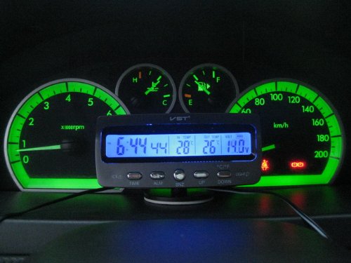 サインスピード（SainSpeed） 7045V 車用時計+温度計+電圧計　オールインワン　多機能アウトインサーモクロック　アラーム付き！