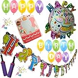 【Eanas】 ハッピー バースディ お誕生日 お楽しみパーティセット 飾りつけ 壁デコレーション 壁デコセット 装飾 小道具 デコレーション BD-2 (A 文字風船, フリー)