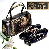 金鷲 草履 バッグ セット 黒 ゴールド フリーサイズ フォーマル～セミフォーマルsin22761【新品】