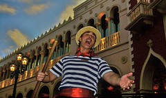 Our gondolier is singing to us