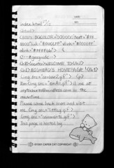 my first piece of hand-written HTML in 1997!