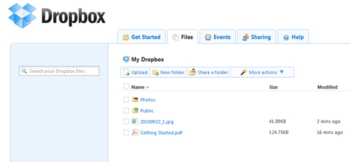 dropbox web browser