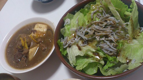 しらすサラダ&肉豆腐
