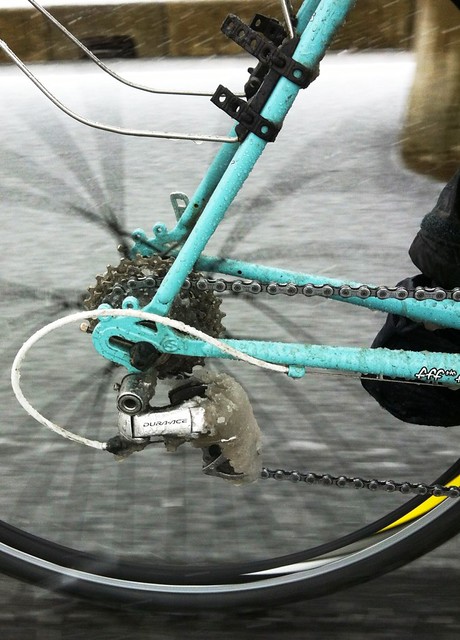 走行中にRD-7800に雪積もる