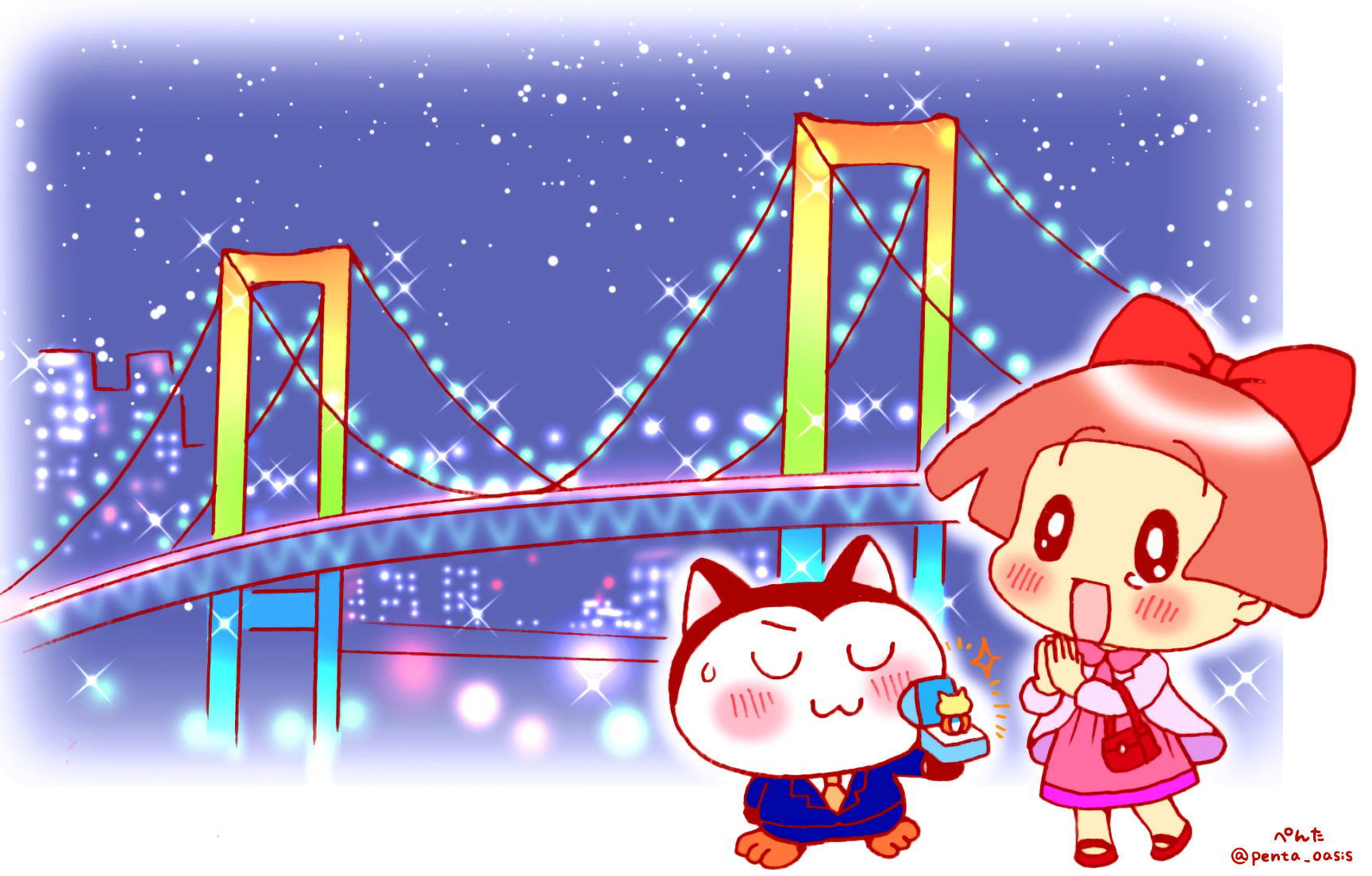 8月26日　レインボーブリッジの日　記念日イメージキャラ　福ちゃん  イラスト　福ちゃん