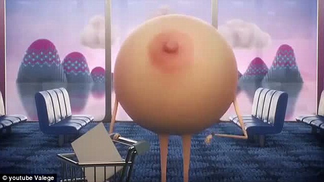 Lonely: The boob arrives at the airport and waits for the plane carrying its opposite number