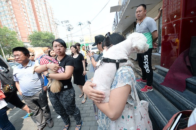 Animal rights advocates gather before staging a protest outside the representative office of Yulin city government in Beijing in June  2016