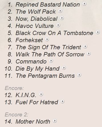 Satyricon at Circo Volador, Ciudad de M&eacute;xico, Mexico Setlist on February 7, 2009