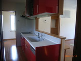 赤いキッチン