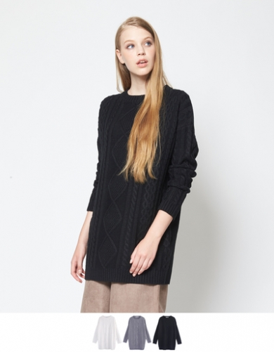 【titivate】アラン柄ニットチュニック