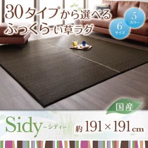 30タイプから選べる国産ふっくらい草ラグ【Sidy】シディ 191×191cm ライトブラウン