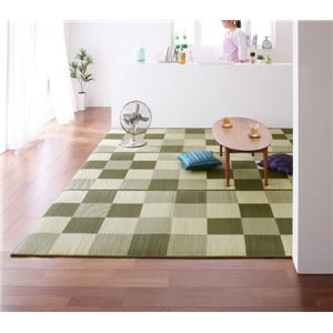 ウレタン付きが選べる国産い草ラグ【casule】カジュール ウレタンなし 261×261cm グリーン