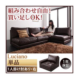 モジュールローソファ【Luciano】ルチアーノ【単品】1P 右肘付き ダークブラウン