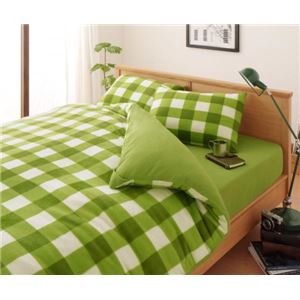 32色柄から選べるスーパーマイクロフリースカバーシリーズ 掛布団カバー セミダブル チェック グリーン