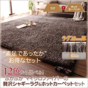 12色から選べる！ ふかふかマイクロファイバーの贅沢シャギーラグ+ホットカーペットセット 20mm厚タイプ ラベンダー