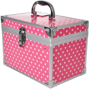 水玉コスメボックス 横型 ピンク