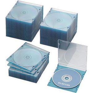エレコム Blu-ray/DVD/CDケース(スリム/PS/1枚収納) 50枚セット クリアブルー CCD-JSCS50CBU