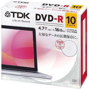 (まとめ買い)TDK 1回録画用PCデータ用DVD-R 1-16倍速対応 4.7GB ホワイトディスク 10枚 DR47PWC10UE×19セット