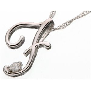 K18ホワイトゴールド ワンポイントダイヤ付きイニシャルペンダント F