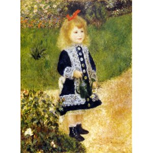 世界の名画シリーズ、最高級プリハード複製画 ピエール・オーギュスト・ルノアール作 「じょうろを持つ少女」