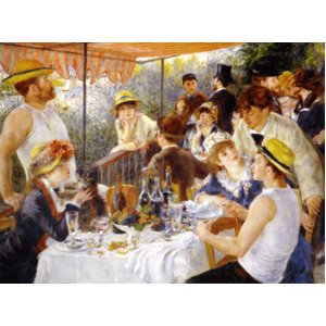 世界の名画シリーズ、最高級プリハード複製画 ピエール・オーギュスト・ルノアール作 「舟遊びをする人々の昼食」(P50号大サイズ版)