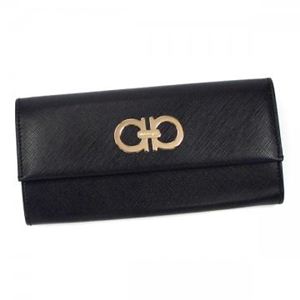 Ferragamo（フェラガモ） 長財布 GANCINI ICONA VITTEL 227121 530882 NERO／VANILLA