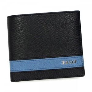 【2013年7月31日まで期間限定値下げ】Bally（バリー） 二つ折り財布（小銭入れ付） LETTERING LYIE.S 70 BKACK GLASIER BLUE