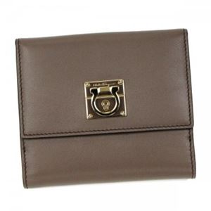 Ferragamo（フェラガモ） 二つ折り財布（小銭入れ付） LOCK STORY 22B770 548536 DEEP TAUPE