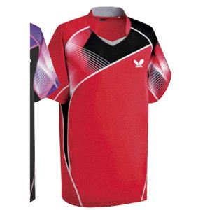 バタフライ（Butterfly） 43970 ラティオーナ・シャツ 【卓球ウエア／男女共通モデル】 レッド XO