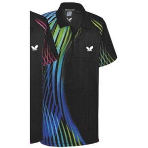 バタフライ(Butterfly) 43990 クリアルディ・シャツ 【卓球ウエア/男女共通モデル】 ブラック×ブルー 3S