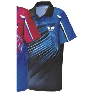 バタフライ（Butterfly） 44110 プラセイブ・シャツ 【卓球ウエア／男女共通モデル】 ブラック×ブルー 3S