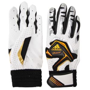 アディダスジャパン adidas（アディダス） adidas Professional バッティンググローブJr（両手用） DO245 ホワイト×メタリックシルバー XL（22cm）