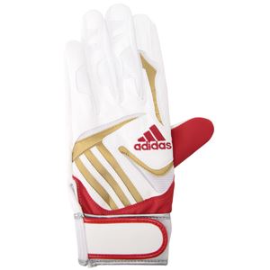 アディダスジャパン adidas(アディダス) バッティンググローブ Basic DO246 ホワイト×メタリックゴールド 左手用(20~21cm) 【2個セット】
