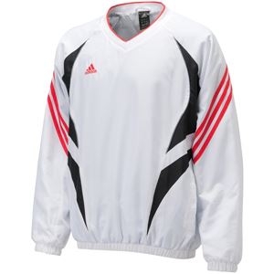 アディダスジャパン adidas（アディダス） Basic Vネック ウィンドジャケット長袖 裏起毛 WD732 ホワイト×ブラック XO